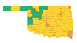 This page shows a google map with an overlay of zip codes for the us state of oklahoma. Oklahoma Launches New Color Coded Map To Show Risk Of Coronavirus Spread