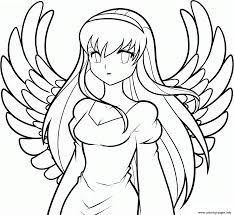 To print the coloring page: Easy Drawings To Draw Anime Angel Girl Coloring Pages Printable