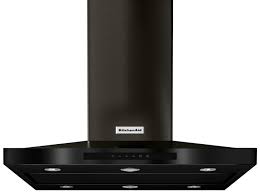 Custom built island range hood for above stove/oven all steel construction with fan and led lighting and accessory rods on side actual hood dimensions 36 wide. Kitchenaid Black Stainless Steel 36 600 Cfm Island Mount Canopy Range Hood Kvib606dbs Leon S