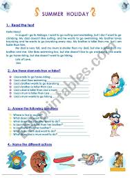 Clothing worn for swimming (bikinis are. Summer Holiday Reading For Beginners Grammar To Be Likes And Dislikes Present Simple And Comparatives Esl Worksheet By Inrode