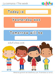 Frases del día del niño en inglés. Dias De La Semana En Ingles Ejercicios Gratis Para Imprimir Pdf