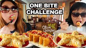 One Bite Challenge With Cheesy Giant Stuffed Pasta Shells Fried Lasagsna Olive Garden Mukbang Youtube
