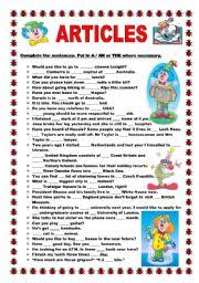 This paper doll worksheet can take up an entire 45 min lesson. Articles Esl Worksheet By Ildibildi