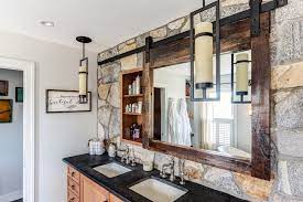 Hence, the rustic color of the wood looks really. Reclaimed Rustic Barn Door Mirror Medicine Cabinet Rustic Bathroom New York By Kraftmaster Renovations Houzz
