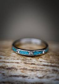 14k Gold Stacker With Turquoise Diamonds Available In 14k Rose White And Yellow Gold Trendy Ring Hippie Wedding Ring Wedding Rings For Women