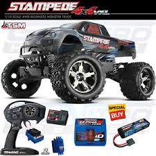 Details About Traxxas 1 10 Stampede 4x4 Vxl Brushless Tsm 4wd Rtr Truck Silver W Lipo Charger