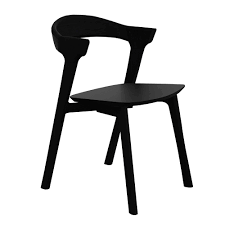 Solid wooden legs with black satin braces. Bok Dining Chair Black Oak Rouse Home