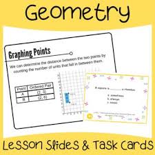 Lesson Slides And Task Cards Addressing 5thgrade Standards For Geometry 5 G A 1 5 G A 2 5 G B 3 Includes Le Task Cards Geometry Lessons Fraction Lessons