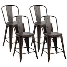 Wood grain metal dining chair tuft upholstered design back espresso vinyl thick padded seat and back high back commercial contract seating. Costway Set Of 4 Tolix Style Metal Dining Chairs W Wood Seat Kitchen Gun Target