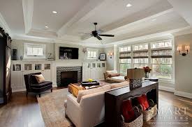 The side of the house opens to this section through a row of glass doors that fold to the sides. Fine Homes Renovations Smart Group Custom Home Builders New Construction Home Builders Professio Craftsman Interior Contemporary Craftsman Custom Homes