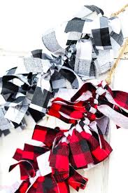Black And White Buffalo Plaid Christmas Wreath Buffalo Check Black And White Fabric Christmas Garland Banner Diy Christmas Garland Plaid Christmas Decor Christmas Garland