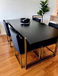 Clover extending dining set with champagne velvet chairs. Brand New Article Dining Table Chairs 4