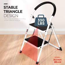 Como big step 4.9 ft iron step ladder with 300 lb. Delxo 2 Step Ladder Folding Step Stool Steel Stepladders With Handgrip Anti Slip Sturdy And Wide Pedal Steel Ladder 330lbs White And Black Combo 2 Feet Wk2061a 2 Amazon In Home Improvement