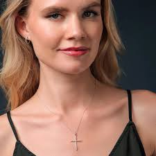 Womens Beautiful Crucifix Necklace 10K White Gold White Lab Grown Diamond  Cross Necklace Cttw