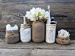 4pc bella lux bath set glass dr apothecary ny jar soap dish dispenser toothbrush. 5 Piece Mason Jar Bathroom Set With Soap Dispenser Mason Jar Import It All