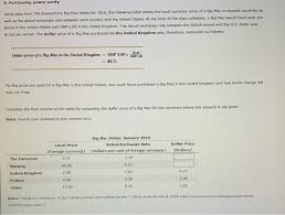 Solved 8 Purchasing Power Parity Using Data From The Eco