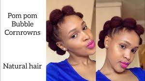 Pom Pom Bubble Cornrows Rubber Bands Hairstyle Bubble Braids On Natural Hair South African Natural Hair Styles Natural Hair Braids Rubber Band Hairstyles