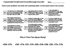 Exponential growth and decay exponential decay refers to an amount of substance decreasing exponentially. Exponential Growth And Decay Activity Math Message Decoder Teaching Resources