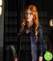 Buy Clary Fray Leather Jacket Katherine Mcnamara Shadowhunters Jacket Blue Leather Jacket Katherine Mcnamara Celebrity Jackets