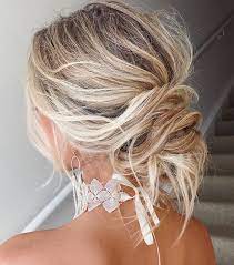 Updo wedding hairstyle for black women. Trending Now Boho Chic Messy Bun Wedding Hairstyles Green Wedding Shoes