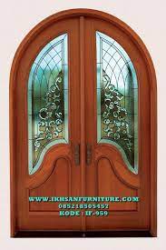 Pintu kupu tarung lengkung kayu jati. Model Pintu Lengkung Motif Kaca Patri Pintu Rumah Model Lengkung Ikhsan Furniture Jepara