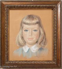 Beautiful Vintage Jay Hyde Barnum Pastel Painting of Girl in Blue 1955,  FINE!