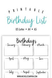 Free Printable Keep Track Of All Your Friends And Family Birthdays With This Cute Simple Birthday Calendar Free Birthday Printables Family Birthday Calendar