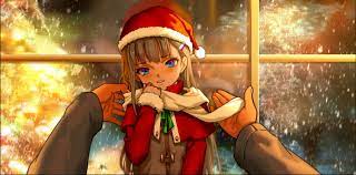 Konachan com - 275783 aqua eyes as109 blush brown hair christmas hat loli  long hair original santa hat scarf snow wallpaper | 1854x915 | 1308816 |  WallpaperUP