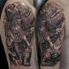St Michael Tattoo Black And Grey Realism Tattoo Black And Grey Tattoos St Michael Tattoo Tattoos