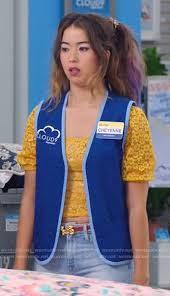 Wornontv Cheyenne S Yellow Lace Top On Superstore Nichole Bloom Clothes And Wardrobe From Tv See more ideas about outfits, clothes, fashion inspo.