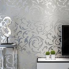 Modern luxury home interiors artistic luxury living room wallpaper hd hd desktop. 3d Embossed Vintage Damask Silver Gray Wallpaper Retro Victorian Home House Boutique