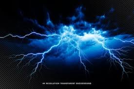 Blue thunder lightning on transparent background | Premium AI-generated PSD