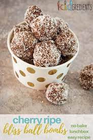 Cherry Ripe Bliss Ball Bombs Recipe Easy Lunch Box Recipes Bliss Balls Easy Snack Recipes