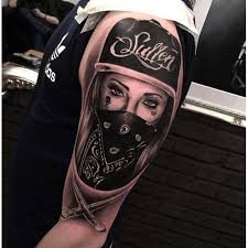 Gangster Girl From Camlamleytattoo Inked Urbanink Sullen Tattoo Artist Gangstergirl Gangsta Tattoos Gangster Tattoos Face Tattoo