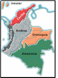 Resultado de imagen de imagenes sobre mapa de regiones naturales de colombia
