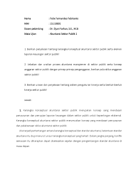 Dilampirkan dalam bentuk soal jawab. Soal Uts 1 Akuntansi Sektor Publik