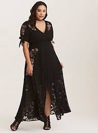 Runway Collection Black Floral Embroidered Chiffon Maxi Dress Plus Size Black Dresses Floral Chiffon Maxi Dress Chiffon Maxi Dress