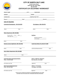 Was founded on over 20 years of experience and a passion for the construction industry. Fillable Online Nslcity City Of North Salt Lake 10 East Center Street North Salt Lake Utah 84054 8013358720 Certificate Of Occupancy Worksheet Project Name Lot Subdivision Address Owner Contractor Construction Type
