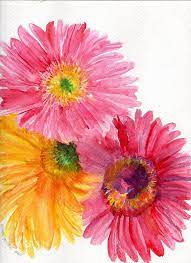Gerbera Daisies Watercolor Painting Pink And Yellow Gerber Daisies 9 X 12 Original Daisy Painting Artwork Painting Floral Watercolor