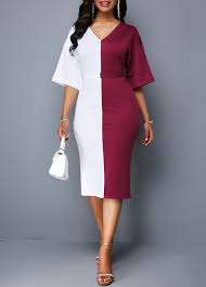 Half Sleeve Belted Color Block Sheath Dress Dress Dresses Sheathress Colorblock Halfsleeves Halfsleevedress Vne Fashion Sheath Dress Half Sleeve Dresses
