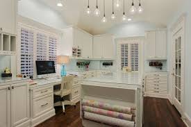 The stone buffet counter doubles as a durable workspace while a tall swivel chair can be used as a crafting chair or extra dining room seating. 23 Craft Room Design Ideas Creative Rooms Sewing Room Design Craft Room Design Ikea Crafts