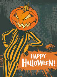 Turn a picture of yourself. Cool Retro Pumpkin Halloween Card Birthday Greeting Cards By Davia