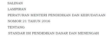 Check spelling or type a new query. Download Standar Isi Pendidikan Dasar Dan Menengah Terbaru Sesuai Lampiran Permendikbud Nomor 21 Tahun 2016 Website Pendidikan