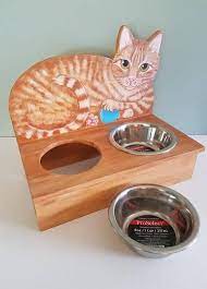 Cat Feeder Custom Made Cat Your Cat Hand Painted Cat Food Etsy Hand Painted Cat Cat Feeder Cat Food Station