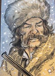 Kurt Russell as John Ruth from the Hateful 8 sketch card by Tim Shinn, in  Ryan French's Original Art Commissions Comic Art Gallery Room