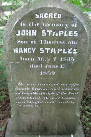 John Staples Gravestone, Staples Family Cemetery