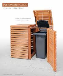 2er Mulltonnenbox Cubus 120 240 Liter Hartholz Fsc Natur Geolt Hochwertige Verarbeitung Tischler Qualitat 2x Gasdruckfeder Deckel Garten