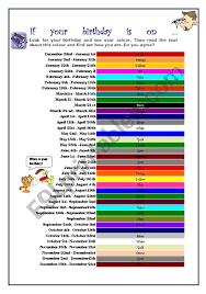 Workshops, keynote, professional development & color cards. If Your Birthday Is On Personality Test Based On Colours 2 Pages Esl Worksheet By Joebcn