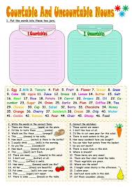 Air , rice , water , etc. Countable And Uncountable Nouns Uncountable Nouns English Grammar Worksheets Nouns