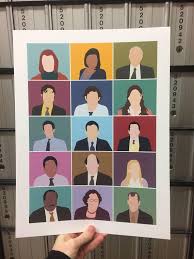 Enjoy A Modern Tribute To The Lovable Quirky Characters From The Office This Colorful Minimalist Illus The Office Characters The Office Show Office Pictures